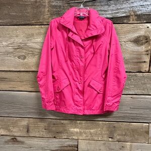 Lands' End Full zip hooded windbreaker jacket, hot pink, XS